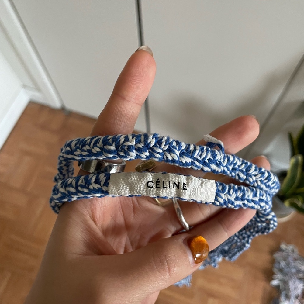 Céline Blue and White Braided Strap